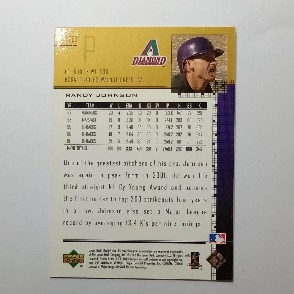 2002 Upper deck Randy Johnson - Picture 3 of 6